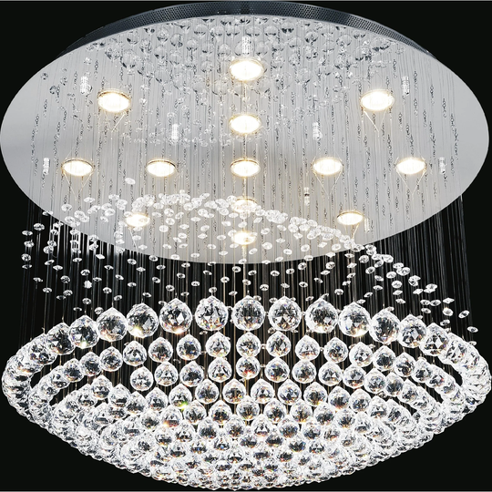 Guisseppe Lighting 13 Light Flush Mount Twinkle Chrome - Exact Size