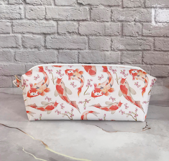 Koi Fish Cosmetic Bag Japanesse Makeup Bag Travel Pouch Zipper Case Pencil Accessory Pouch Gift