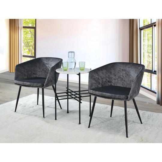 ACME Taigi 3Pc Pack Chair and Table in Gray Velvet and Black