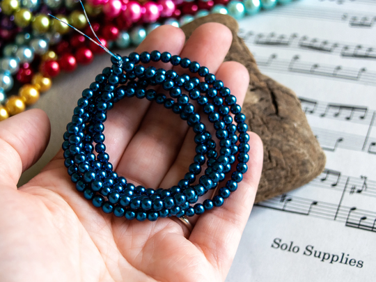 4mm Glass Pearl Beads in Dark Blue Color, High Quality With Smooth Finish & Lovely Weight, Small Faux Pearl, Diy Jewelry Making Supply