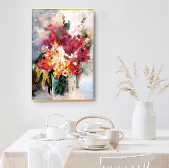 Colorful Abstract Floral Art, Bouquet Of Flowers Modern Nature Print, Contemporary Original Painting, Poster Extra Large Wall Art
