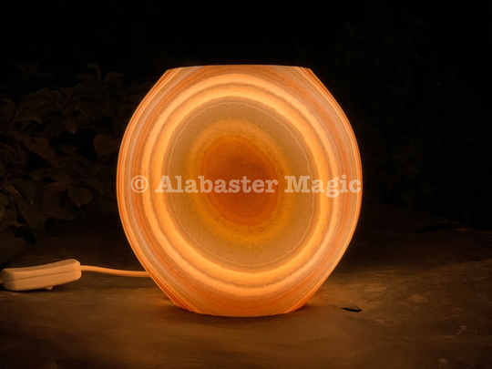 Round Alabaster Lamp/Table 100 % Natural Stone Lamp