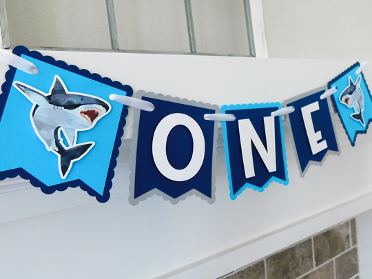 Shark High Chair Banner, First Birthday