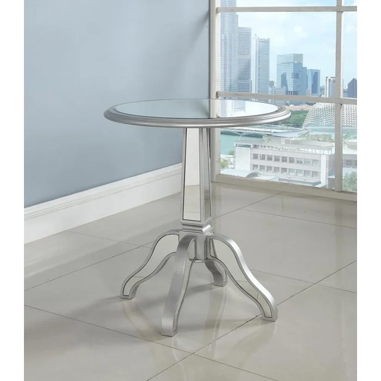 Best Master Furniture Silver Mirrored Round Side Table