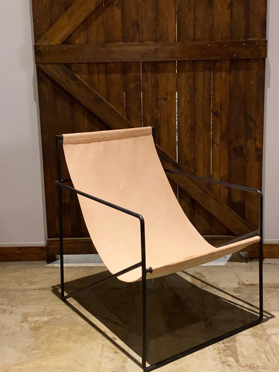 Two | 2 Natural Color Leather Living Room Chair - Leather & Metal Frame Chair | Simple Unique Dining