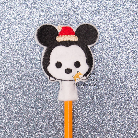 Felt Feltie Pencil Topper - Christmas Hat Mickey | Eraser Toppers Birthday Party Favor Non Food Treat Goody Bags
