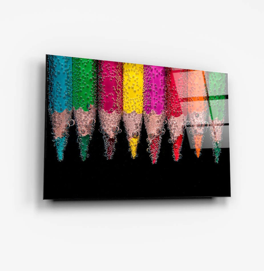 Colored Pencils-Wall Art Glass Printing-Modern Home Decor Ideas For Your House-Tempered Print Picture As A Gift Idea