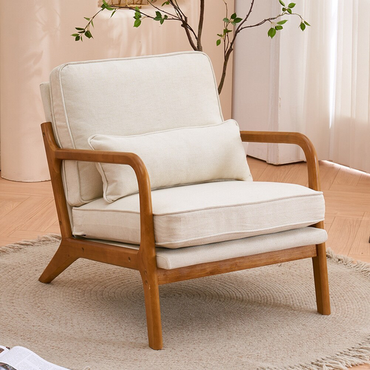 Mid-Century Modern Upholstered Single Lounge Chair with Cushions
