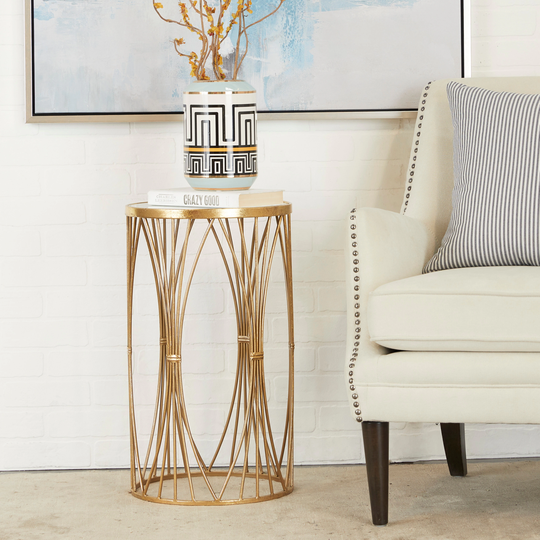 Gold Metal Contemporary Accent Table - 14 x 14 x 24