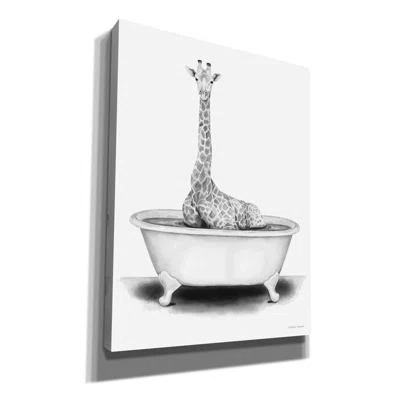 Giraffe in Tub by Rachel Nieman - Wrapped Canvas Drawing Print