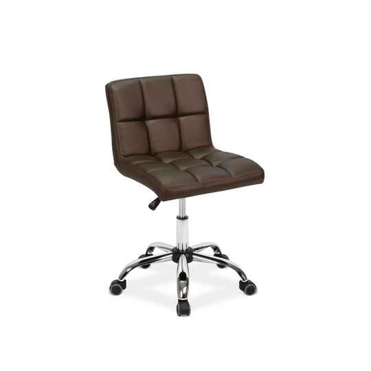 TOTO Home Office Button-Tufted Desk Chair, Armless Thick Cushion, Adjustable Height 19"-25", Coffee - N/A