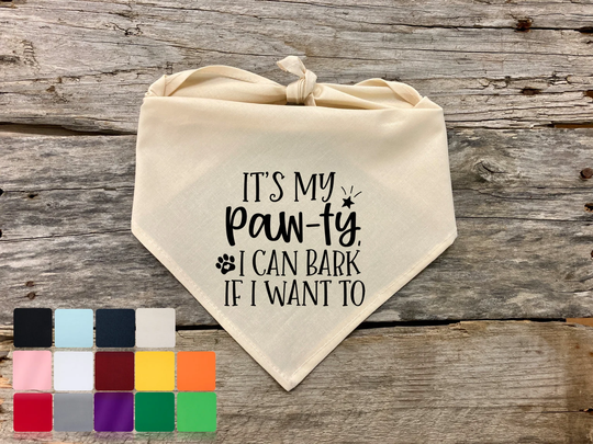 It's My Pawty I Can Bark If Want To, Dog Bandana, Birthday Pet Quotes Bandana For Dogs Accessories, Supplies