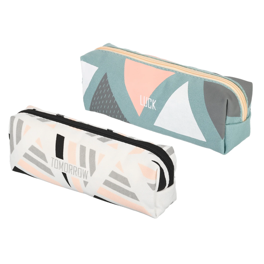 Large Capacity Pencil Case 2pcs Pen Pouch Bag Stationery Organizer - White, Green