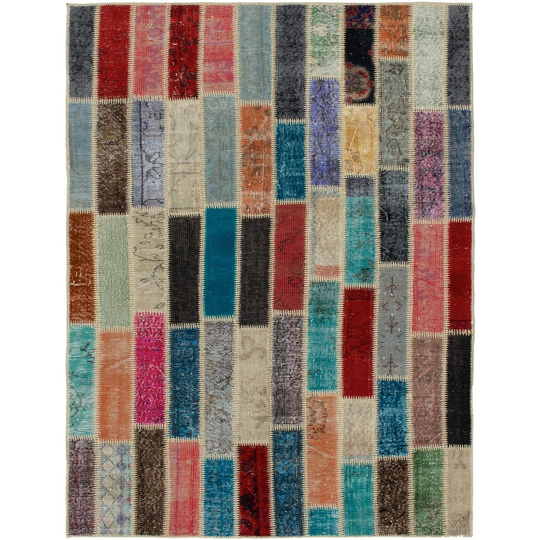 ECARPETGALLERY Hand-knotted Color Transition Patchwork Multi Wool Rug - 5'4 x 8'1