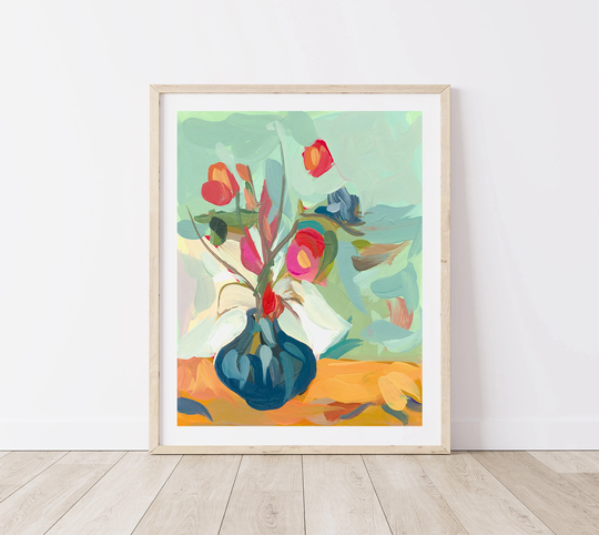 still Life Floral Art Print // Colorful Bold Home Decor Vibrant Painting Print For Your Kitchen Or Bedroom