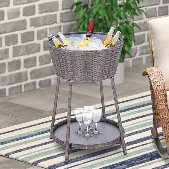 Maypex Wicker Patio Ice Cooler Table