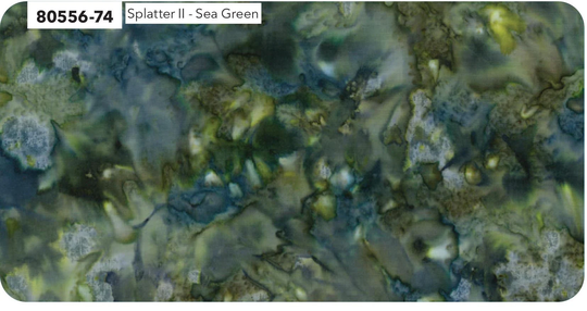 Color Me Banyan Splatter Ii By Batiks Studio - Sea Green 80556-74 Indonesian Artisans Hand-Painted 100% Cotton Northcott