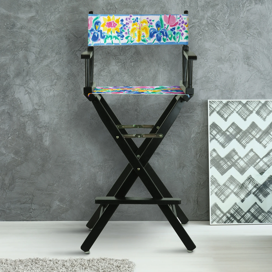 30" Director's Chair Black Frame-Garden Flowers - 23"W x 19"D x 45.5"H