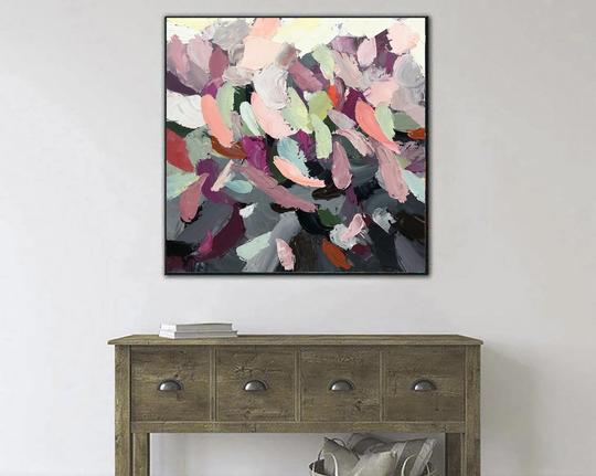 32x32" Abstract Colorful Painting Original Oil Contemporary Art Modern Artwork For Living Room Decor