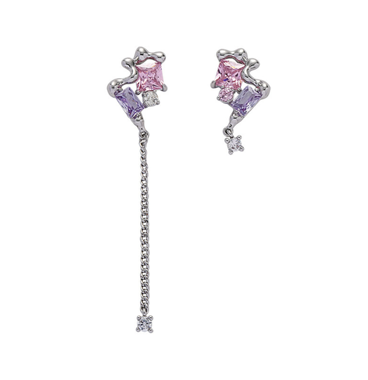 Dreamy Color Asymmetrical Dangle Earring Colorful Crystal Earrings Drop Rhinestone Statement Gift For Her
