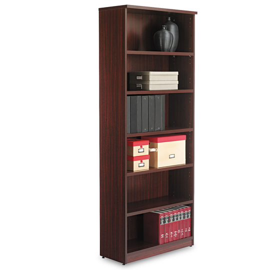 Alera Valencia Series Bookcase, Six-Shelf, 31 3/4 x 14 x 80 1/4, Mahogany - 31 3/4" x 14" x 80 1/4"