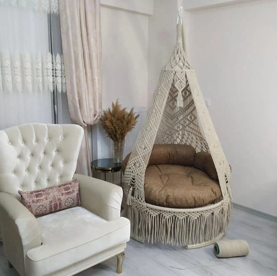 Macrame Swing, Hammock Chair, Round Hanging Cotton Swing Handmade