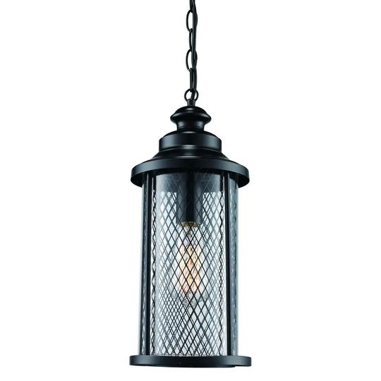 Outdoor Imports BK One Light Hanging Lantern Stewart Black - Exact Size