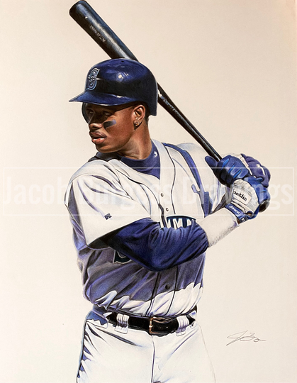 Ken Griffey Jr Colored Pencil Drawing Limited Edition Print #d To 300