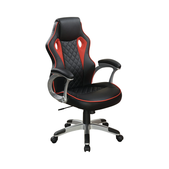 Upholstered High Back Office Chair, Black and Red