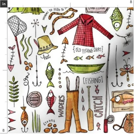 Mountain Catch Fabric By The Yard | Mountains Fishing Nature Woodland Outdoor Custom