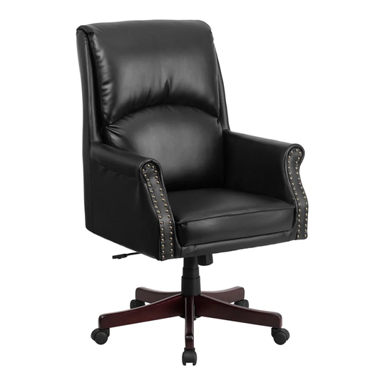 Offex High Back Pillow Back Black Leather Executive Swivel Office Chair