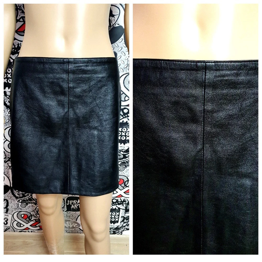 Goth Clothing Black Leather Skirt Mini Vintage Black Pencil Mod Skirt Classic Minimalist M