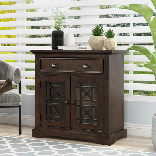 Retro Storage Cabinet wih Doors and Big Drawer,Office Storage Chest