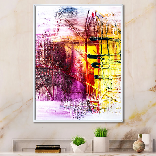 Designart 'Modern Energetic Color Dance VI' Modern Framed Canvas artwork