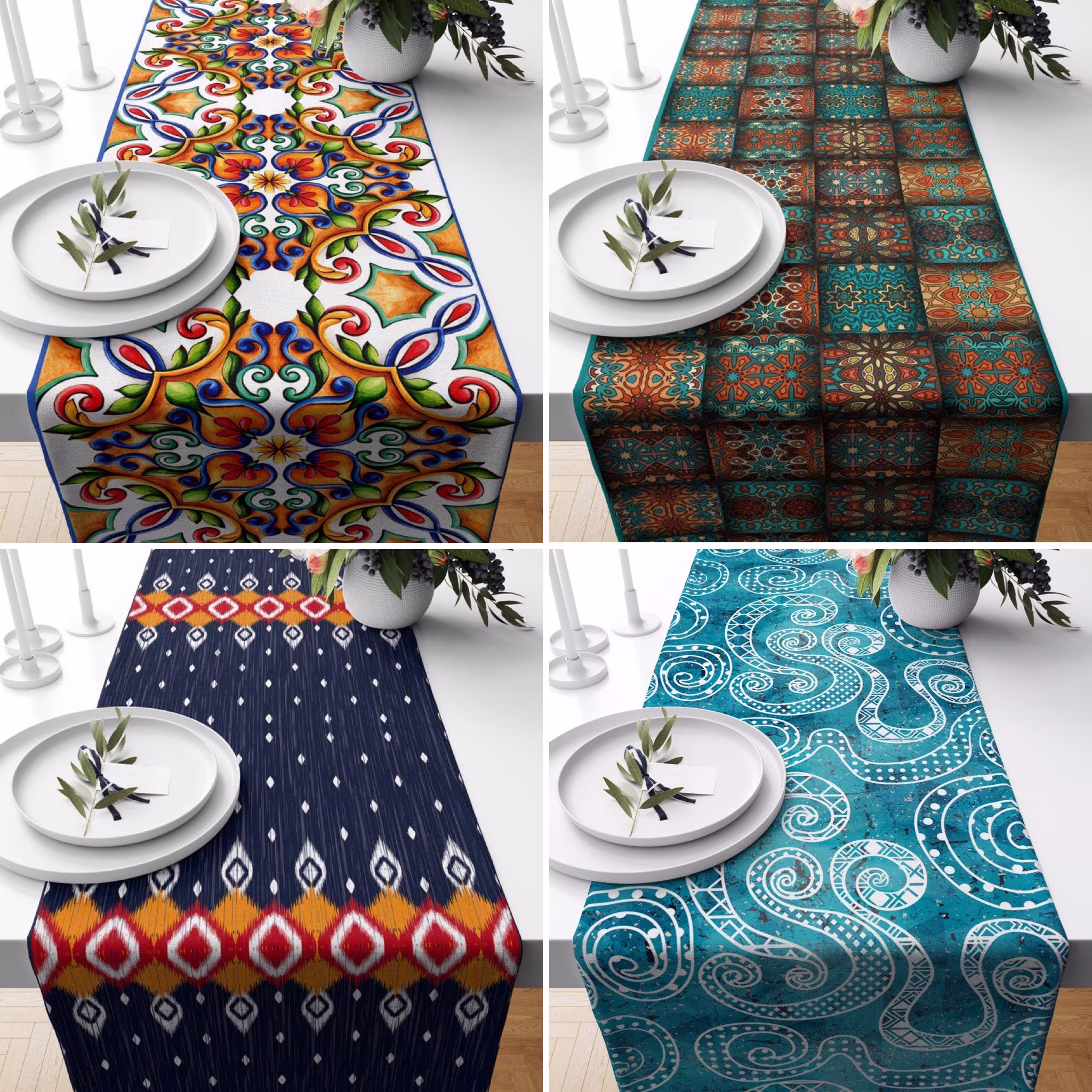 Rug Table Runner, Terracotta & Southwestern Farmhouse Tablecloth, Kitchen Decoration, Housewarming Gift, Brick Colored Gift