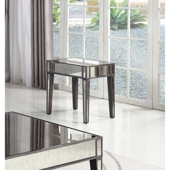 Best Master Furniture Gray Brown Antique Mirror End Table