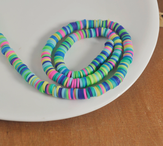 6mm Vinyl Heishi Beads, Green Mixed Color Polymer Clay Beads, African Polymer Clay Diy Making Jewelry Bead, Length 40cm6-22#