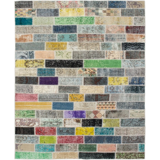 ECARPETGALLERY Hand-knotted Color Transition Patchwork Multi Wool Rug - 5'7 x 7'5