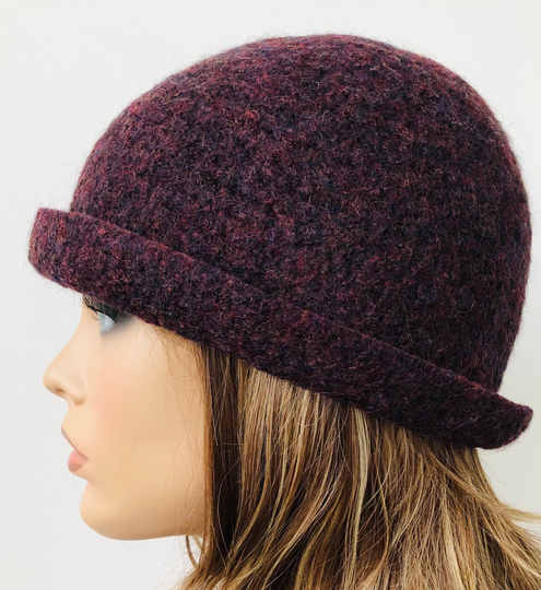 Plum Felt Hat, Unisex Wool Beanie, Women's Beanie