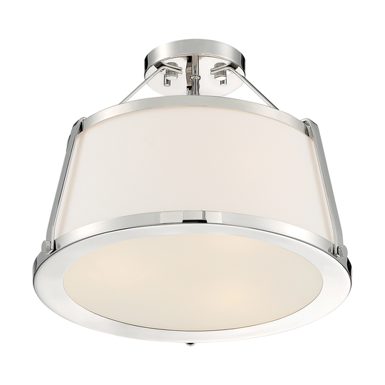 Cutty 3-Light Semi-Flush with Fabric Shade Brushed Nickel Finish