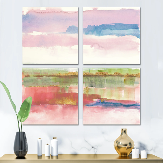 Designart 'Influence of Line and Color Gold Bright' Modern & Contemporary Canvas Wall Art Print