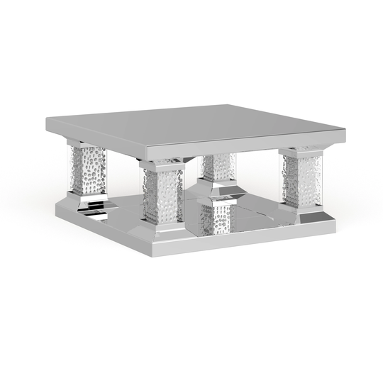 Silver Wood Glam Coffee Table 39 x 18 - 39 x 39 x 18