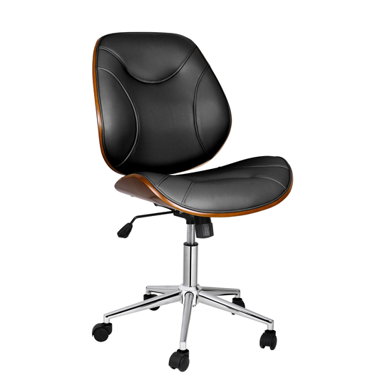 Porthos Home Izan Armless Swivel Office Chair, Chrome Base, PU Leather