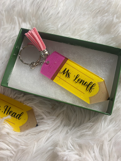 Personalized Teacher Pencil Keychain