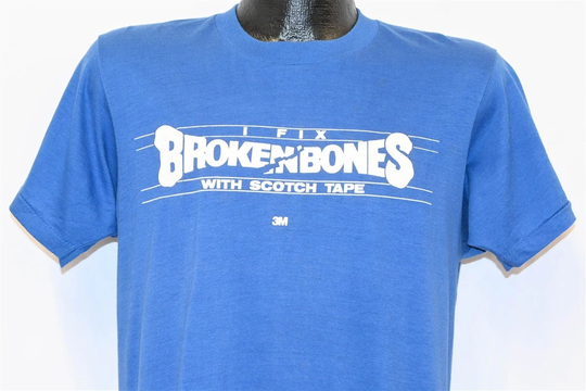 80S I Fix Broken Bones Scotch Tape 3M Promo Logo Funny T-Shirt Medium