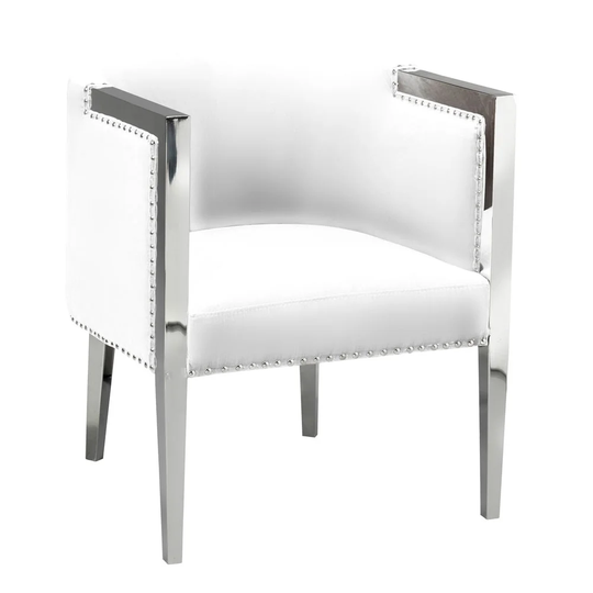 Julio White Faux Leather Upholstered Accent Chair