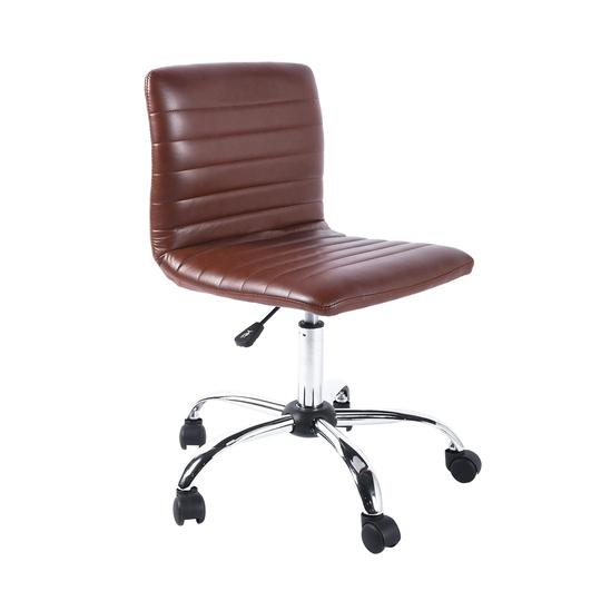 Homylin Contemporary Swivel Task Chair Faux Leather Brown