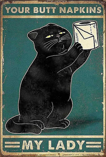 Black Cat With Toilet Paper Your Butt Napkins My Lady | Diamond Painting Kit 5D Full Drill For Parents Children Interaction Wall Decor 12x16