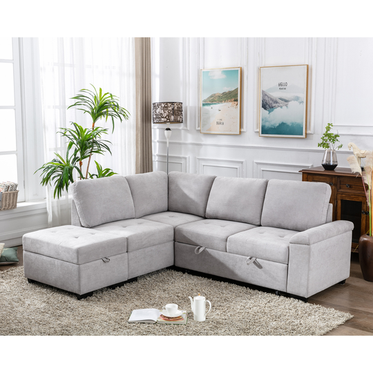 86" L-Shape Sleeper Sectional Sofa