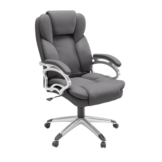 Executive Steel Grey Leatherette Office Chair